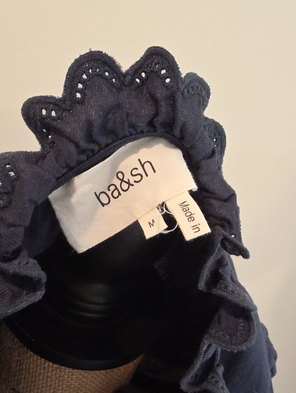 ba&sh Women's Navy Ruffled Collar Top - Picture 4 of 8